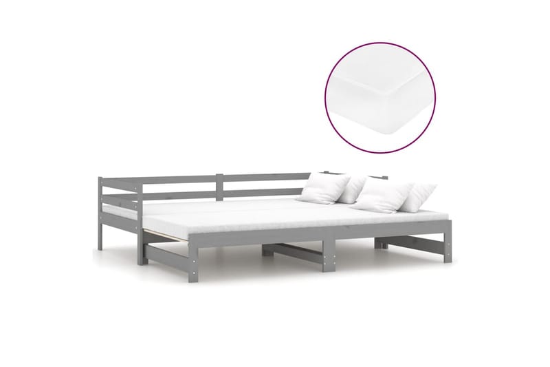 daybed med udtræk 2x(90x200) cm massivt fyrretræ grå - Grå - Daybed