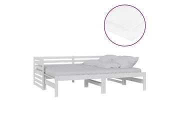 daybed med udtræk 2x(90x200) cm massivt fyrretræ hvid - Hvid - Møbler - Sofaer - Daybed