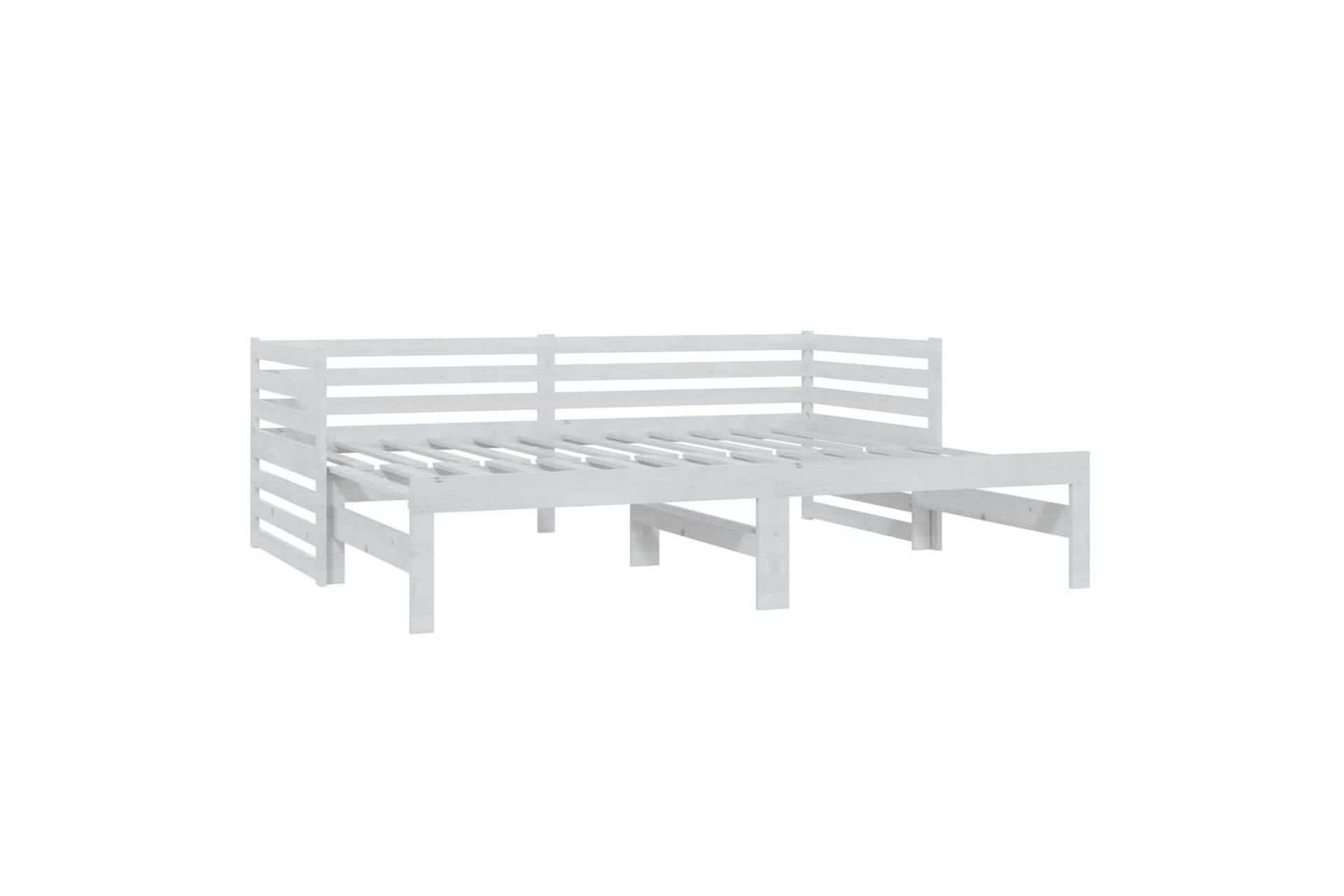 daybed med udtræk 2x(90x200) cm massivt fyrretræ hvid - Hvid - Møbler - Sofaer - Daybed