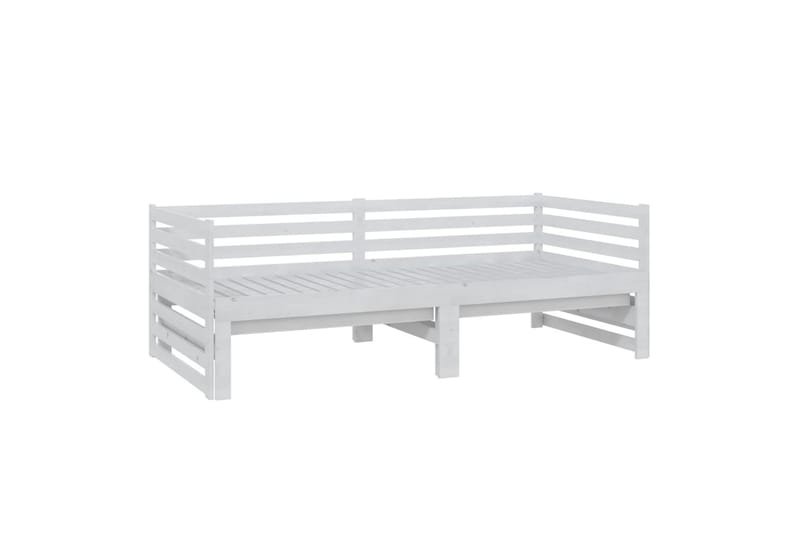 daybed med udtræk 2x(90x200) cm massivt fyrretræ hvid - Hvid - Daybed