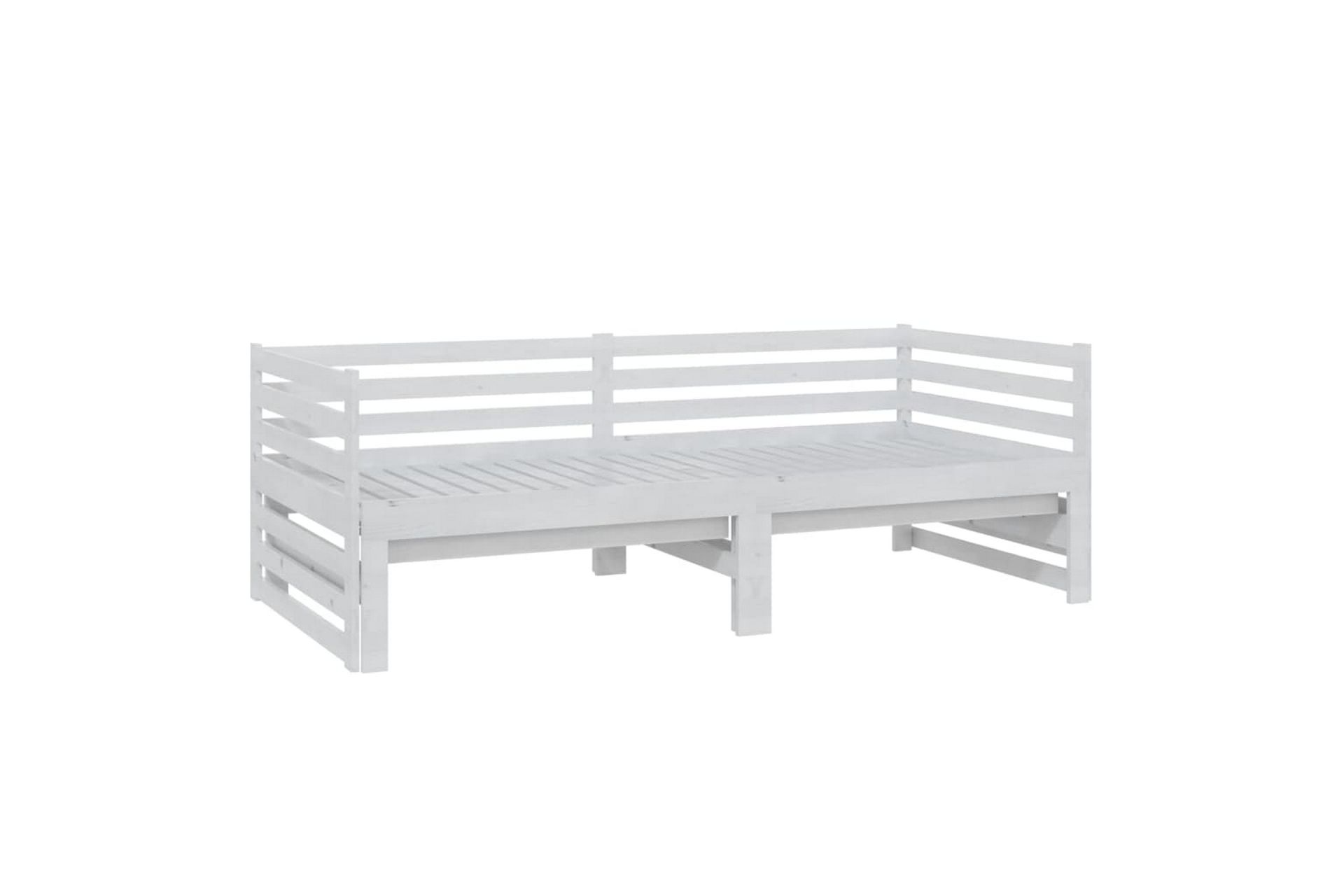 daybed med udtræk 2x(90x200) cm massivt fyrretræ hvid - Hvid - Møbler - Sofaer - Daybed