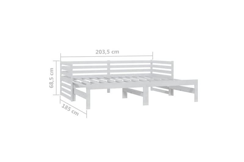 daybed med udtræk 2x(90x200) cm massivt fyrretræ hvid - Hvid - Daybed