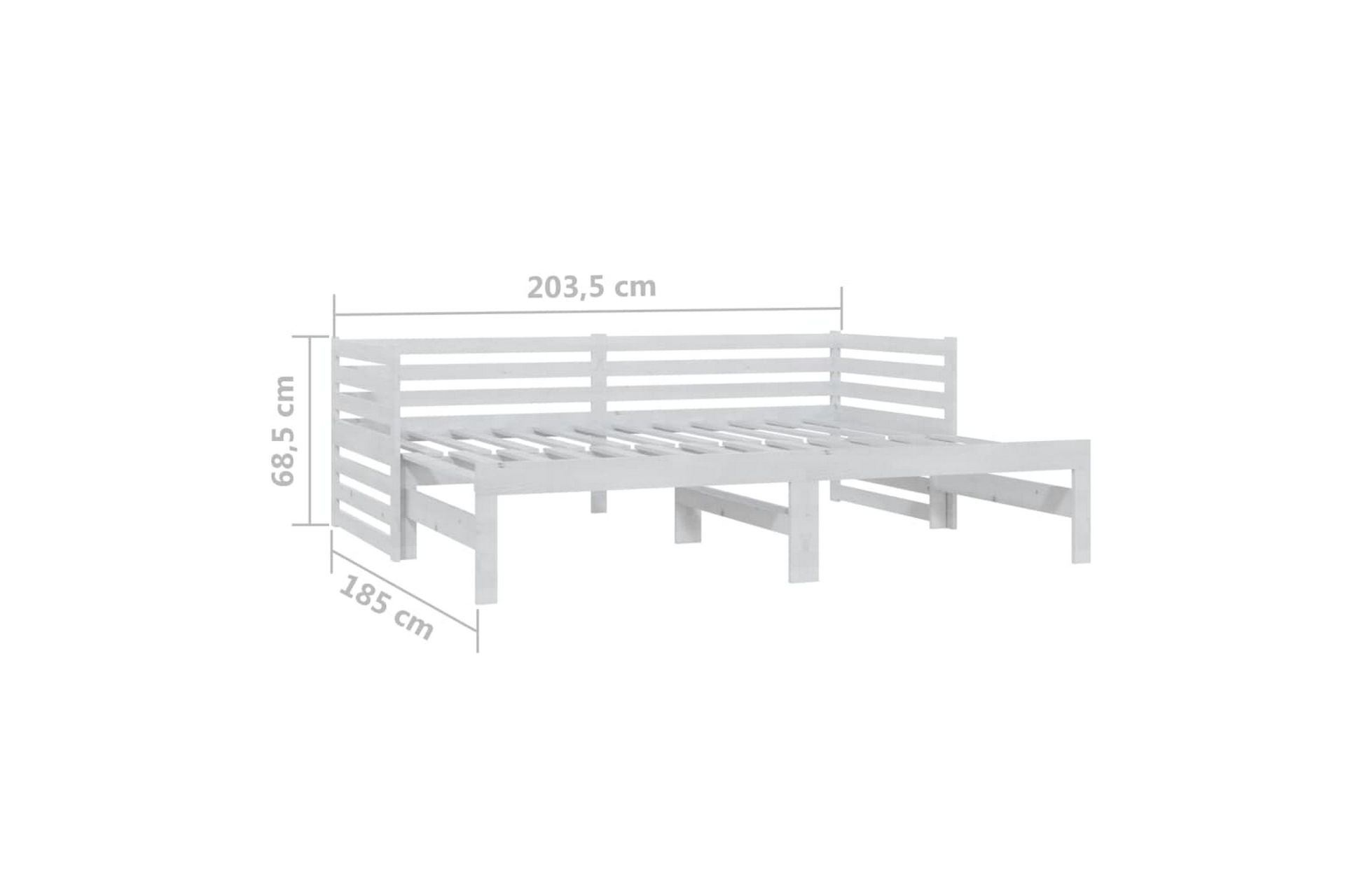 daybed med udtræk 2x(90x200) cm massivt fyrretræ hvid - Hvid - Møbler - Sofaer - Daybed