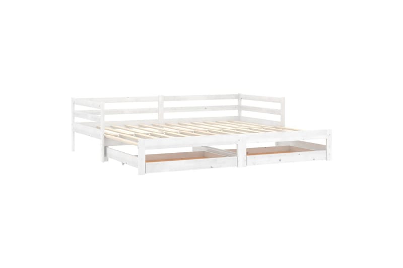 daybed med udtræk 2x(90x200) cm massivt fyrretræ hvid - Hvid - Møbler - Sofaer - Daybed