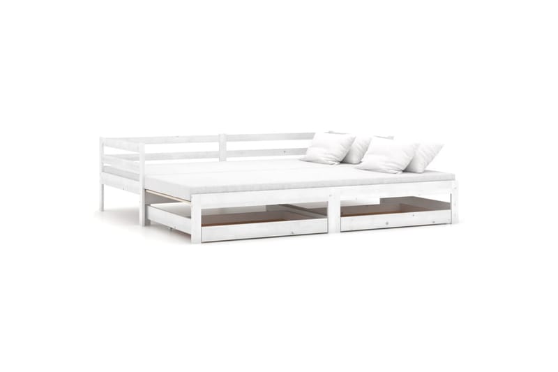 daybed med udtræk 2x(90x200) cm massivt fyrretræ hvid - Hvid - Møbler - Sofaer - Daybed