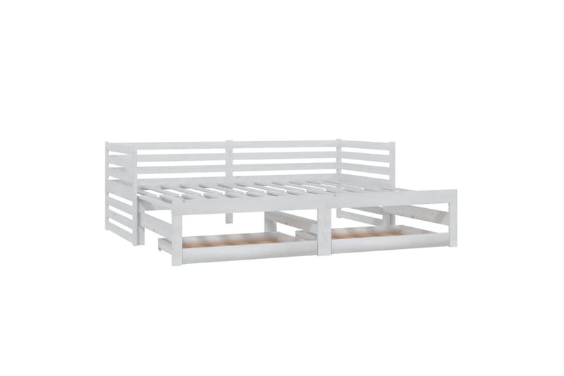 daybed med udtræk 2x(90x200) cm massivt fyrretræ hvid - Hvid - Daybed