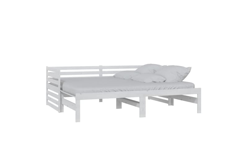 daybed med udtræk 2x(90x200) cm massivt fyrretræ hvid - Hvid - Daybed