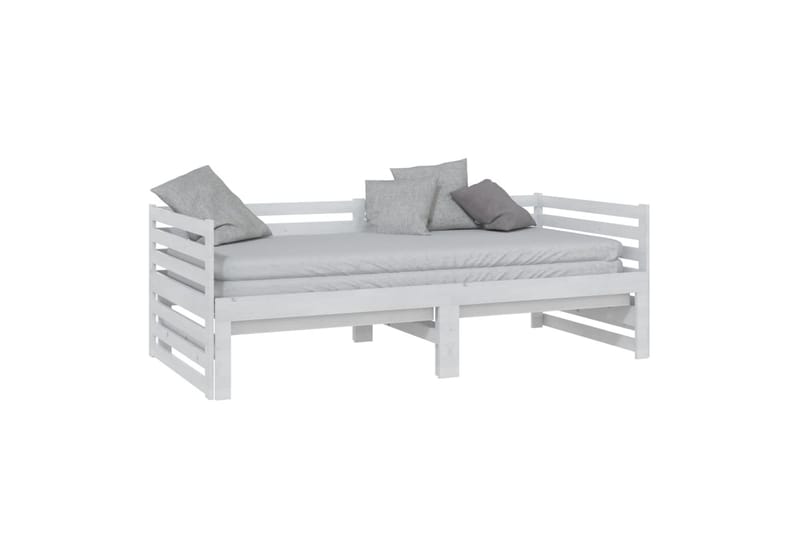 daybed med udtræk 2x(90x200) cm massivt fyrretræ hvid - Hvid - Daybed