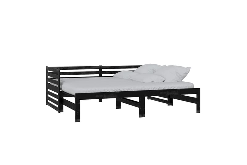 daybed med udtræk 2x(90x200) cm massivt fyrretræ sort - Sort - Daybed