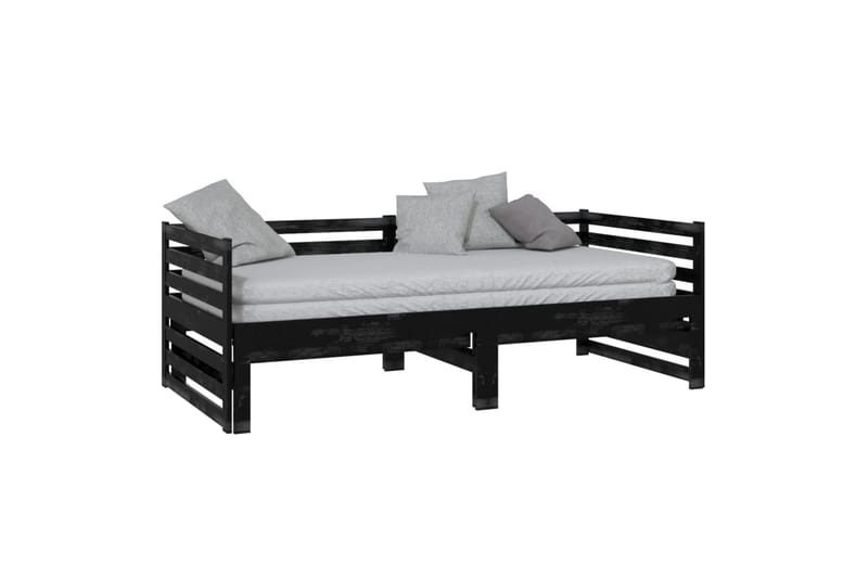 daybed med udtræk 2x(90x200) cm massivt fyrretræ sort - Sort - Daybed