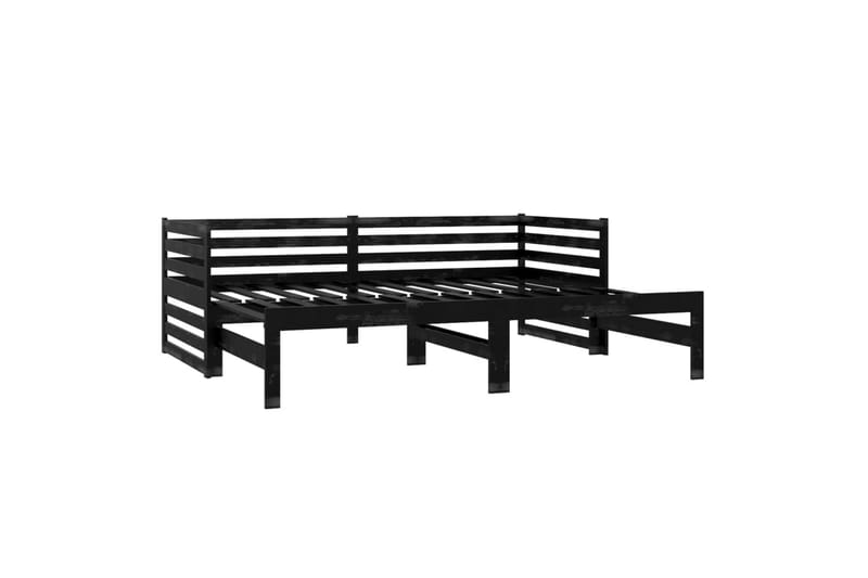 daybed med udtræk 2x(90x200) cm massivt fyrretræ sort - Sort - Daybed