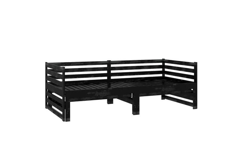 daybed med udtræk 2x(90x200) cm massivt fyrretræ sort - Sort - Daybed