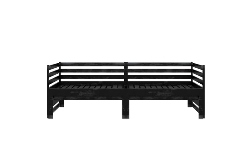 daybed med udtræk 2x(90x200) cm massivt fyrretræ sort - Sort - Daybed