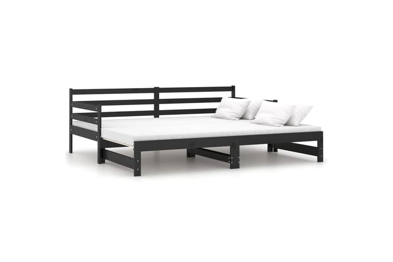 daybed med udtræk 2x(90x200) cm massivt fyrretræ sort - Sort - Møbler - Sofaer - Daybed