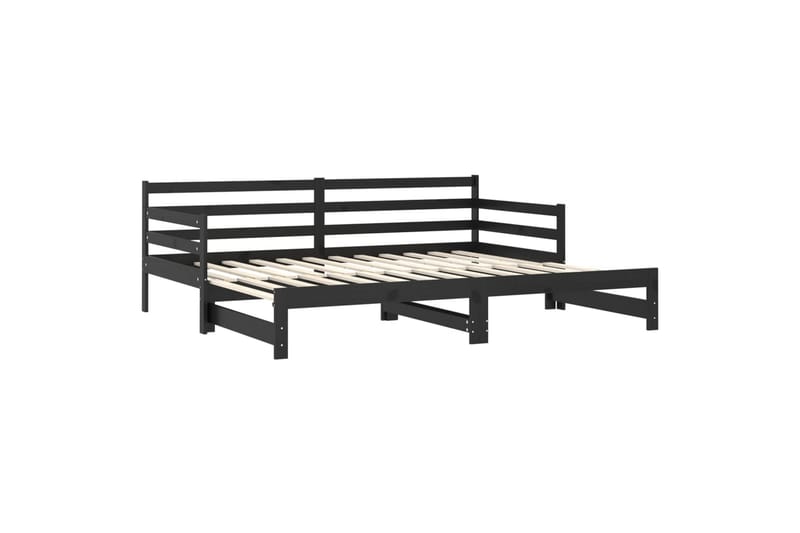 daybed med udtræk 2x(90x200) cm massivt fyrretræ sort - Sort - Møbler - Sofaer - Daybed