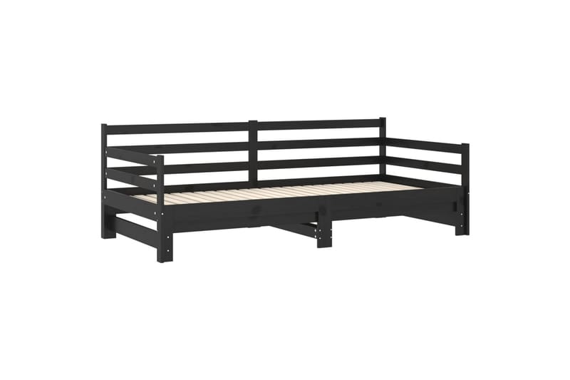 daybed med udtræk 2x(90x200) cm massivt fyrretræ sort - Sort - Daybed