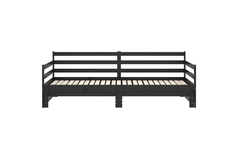 daybed med udtræk 2x(90x200) cm massivt fyrretræ sort - Sort - Møbler - Sofaer - Daybed