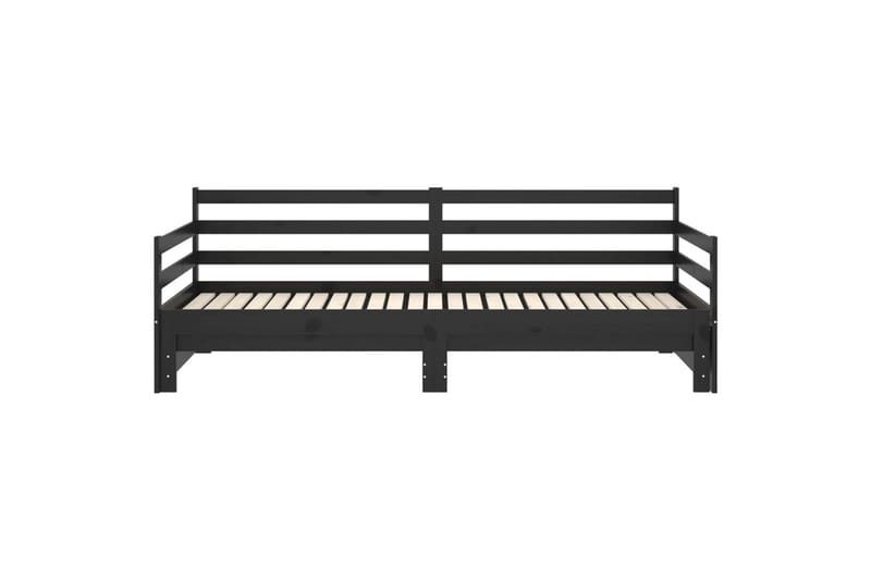 daybed med udtræk 2x(90x200) cm massivt fyrretræ sort - Sort - Daybed