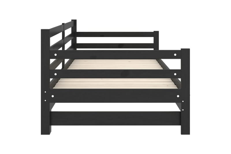 daybed med udtræk 2x(90x200) cm massivt fyrretræ sort - Sort - Møbler - Sofaer - Daybed