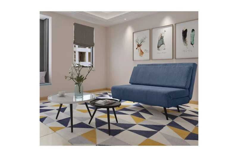 Daybed Mallory Blå, Fløjl/Metal/Træ - Blå, Fløjl/Metal/Træ - Møbler - Sofaer - Sovesofaer