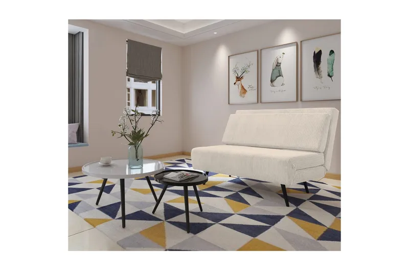 Daybed Mallory Creme, Fløjl/Metal/Træ - Creme, Fløjl/Metal/Træ - Møbler - Sofaer - Sovesofaer