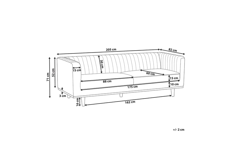 Daymian Sofa 3-personers - Beige/Mørkt træ - Møbler - Sofaer - 3 personers sofa