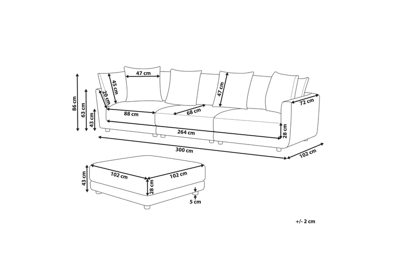 Delisha Sofa 3-personers - Beige/Sort - Møbler - Sofaer - 3 personers sofa