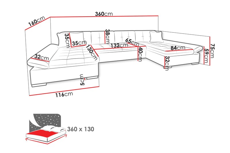 Dewitt Sovesofa Dobbelt Chaiselong 4-Personers - Grøn - Møbler - Sofaer - Sovesofaer