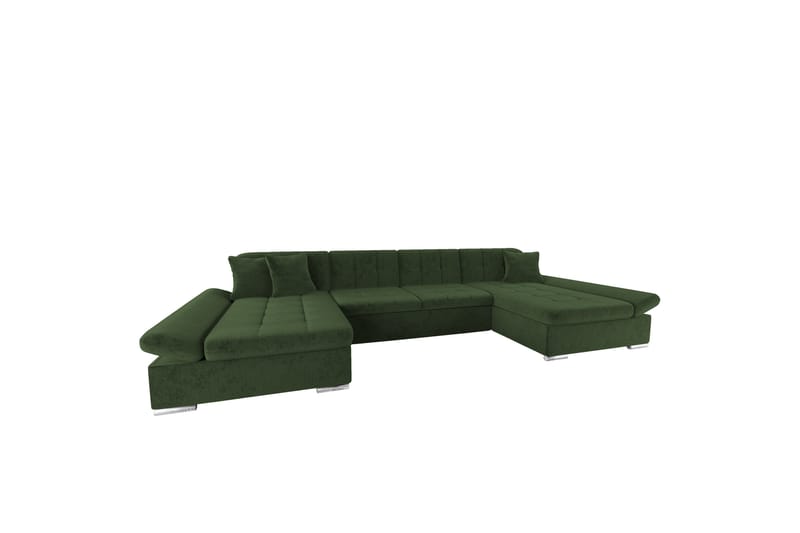 Dewitt Sovesofa med Dobbelt Chaiselong 4-personers i Chenille - Grøn - Møbler - Sofaer - Sovesofaer