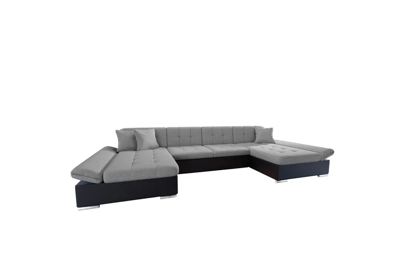 Dewitt Sovesofa med Dobbelt Chaiselong 4-personers i Kunstlæder - Sort / Grå - Møbler - Sofaer - Sovesofaer