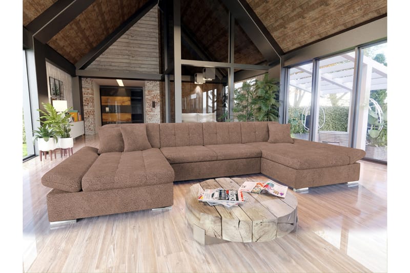 Dewitt Sovesofa med Dobbelt Chaiselong 4-personers i Bouclé - Rosa - Møbler - Sofaer - Sovesofaer