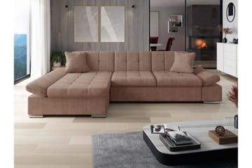 Djerra Sovesofa med Chaiselong 3-personers i Bouclé - Rosa - Møbler - Sofaer - Sovesofaer