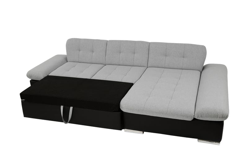 Djerra Sovesofa med Chaiselong 3-personers i Kunstlæder - Hvid / Grå - Møbler - Sofaer - Sovesofaer