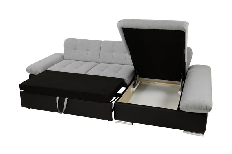 Djerra Sovesofa med Chaiselong 3-personers i Kunstlæder - Hvid / Grå - Møbler - Sofaer - Sovesofaer