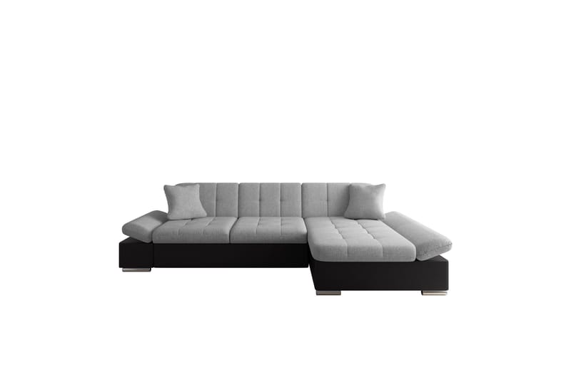 Djerra Sovesofa med Chaiselong 3-personers i Kunstlæder, Sort / Grå