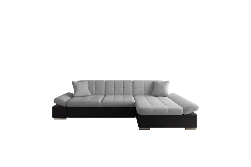 Djerra Sovesofa med Chaiselong 3-personers i Kunstlæder, Sort / Grå