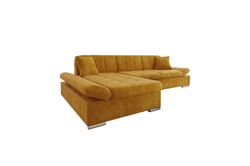 Djerra Sovesofa med Chaiselong 3-personers i Fløjl - Gul - Møbler - Sofaer - Sovesofaer