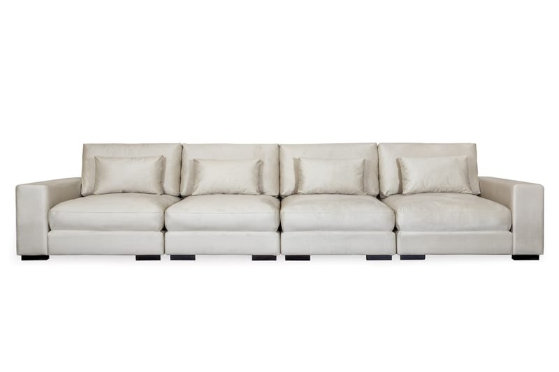 Dubai 4-Pers. sofa Velour - Hvid - Velour sofaer - 4 personers sofa