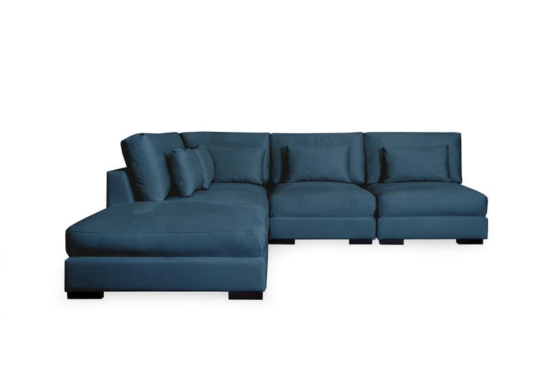 Dubai Chaiselongsofa Højre Velour - Blå - Sofa med chaiselong - 4 personers sofa med chaiselong - Velour sofaer