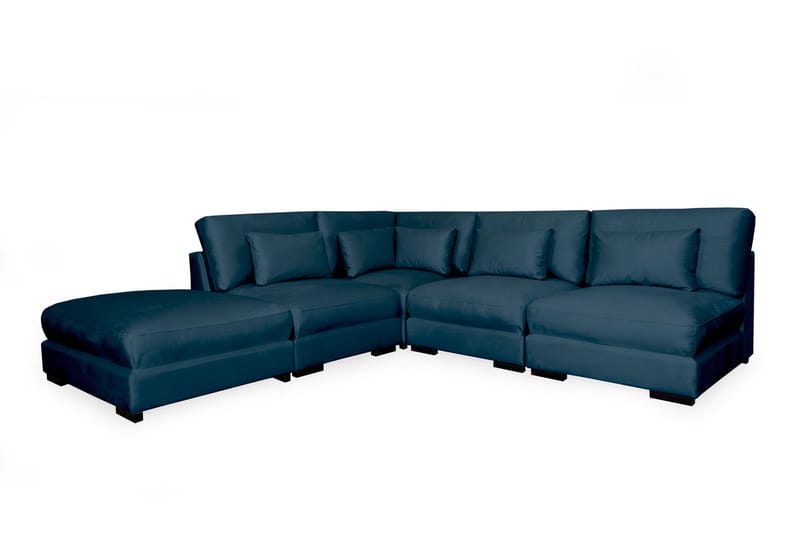 Dubai Chaiselongsofa Højre Velour - Blå - Sofa med chaiselong - 4 personers sofa med chaiselong - Velour sofaer