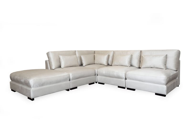 Dubai Chaiselongsofa Højre Velour - Hvid - Sofa med chaiselong - 4 personers sofa med chaiselong - Velour sofaer