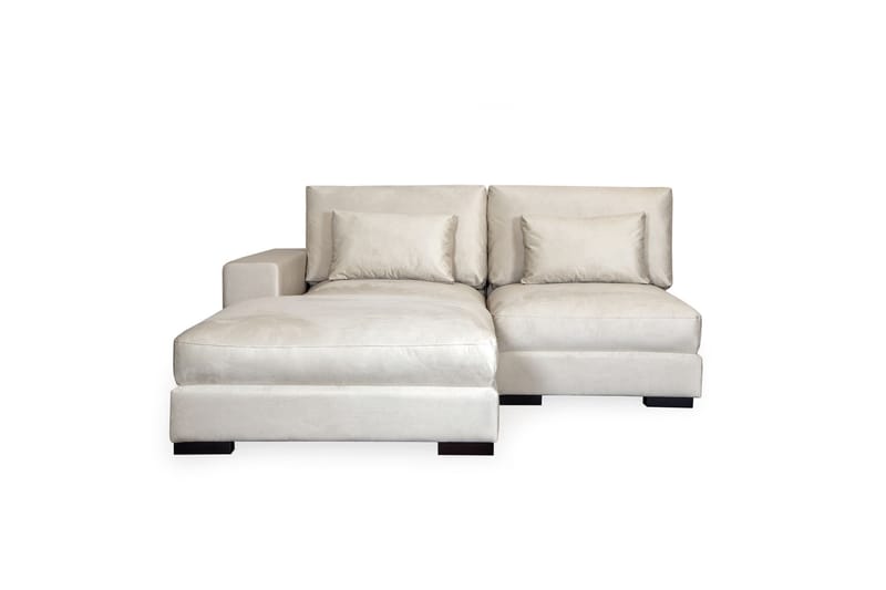 Dubai Chaiselongsofa Højre Velour - Hvid - Sofa med chaiselong - Velour sofaer - 2-personer sofa med chaiselong