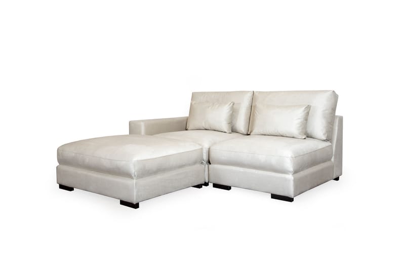 Dubai Chaiselongsofa Højre Velour - Hvid - Sofa med chaiselong - Velour sofaer - 2-personer sofa med chaiselong