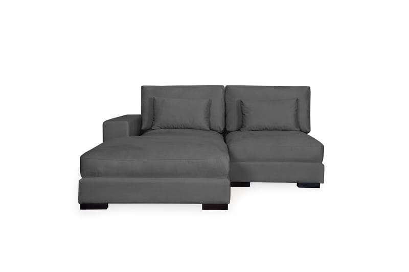 Dubai Chaiselongsofa Højre Velour - Mørkegrå - Sofa med chaiselong - Velour sofaer - 2-personer sofa med chaiselong