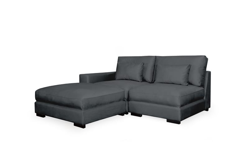 Dubai Chaiselongsofa Højre Velour - Mørkegrå - Sofa med chaiselong - Velour sofaer - 2-personer sofa med chaiselong