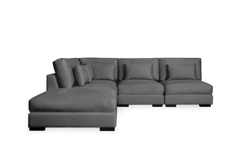 Dubai Chaiselongsofa Højre Velour - Mørkegrå - Sofa med chaiselong - 4 personers sofa med chaiselong - Velour sofaer