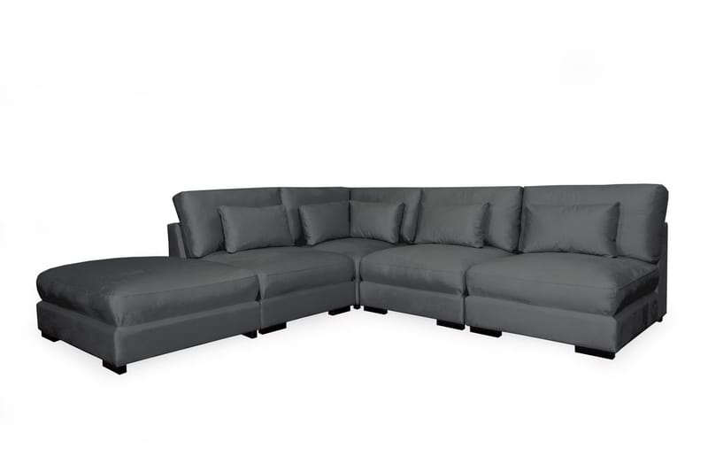 Dubai Chaiselongsofa Højre Velour - Mørkegrå - Sofa med chaiselong - 4 personers sofa med chaiselong - Velour sofaer