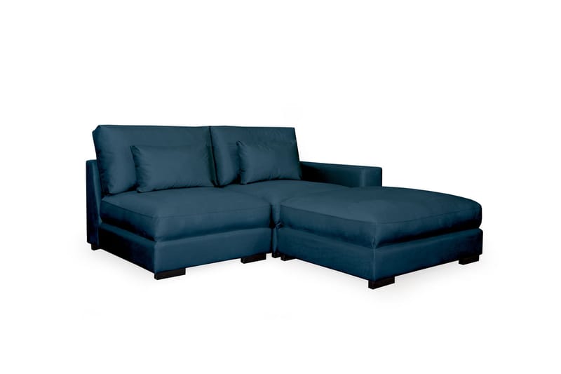 Dubai Chaiselongsofa Venstre Velour - Blå - Sofa med chaiselong - Velour sofaer - 2-personer sofa med chaiselong