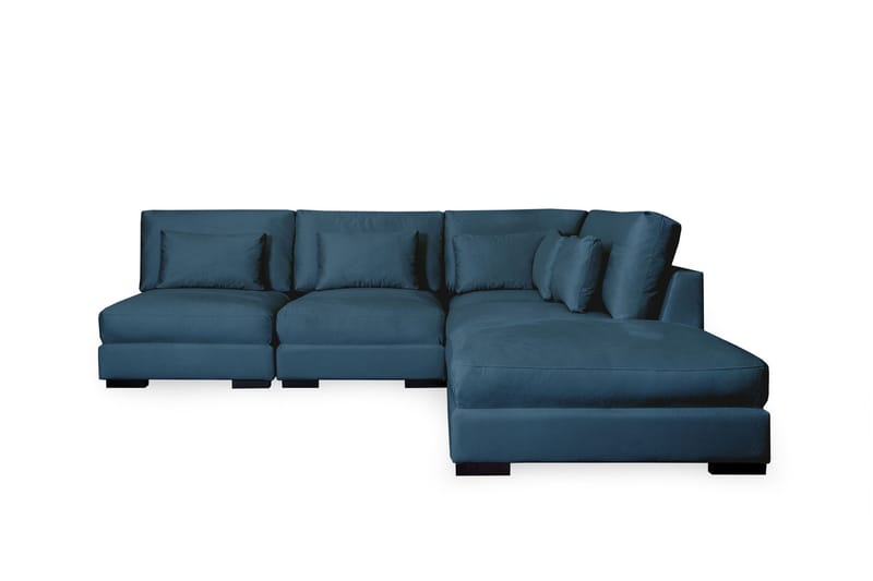 Dubai Chaiselongsofa Venstre Velour - Blå - Sofa med chaiselong - 4 personers sofa med chaiselong - Velour sofaer