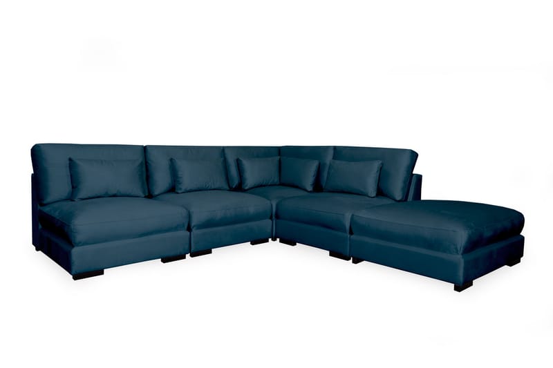 Dubai Chaiselongsofa Venstre Velour - Blå - Sofa med chaiselong - 4 personers sofa med chaiselong - Velour sofaer